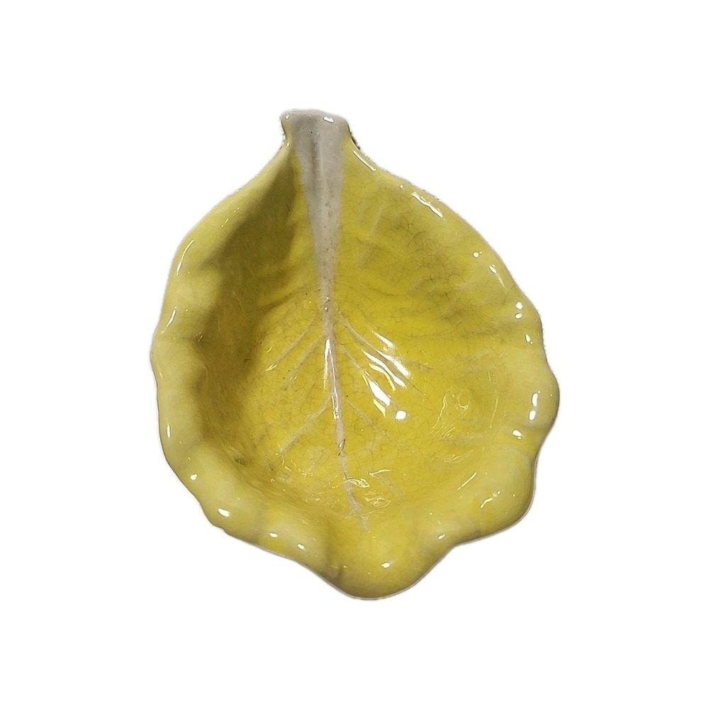 Secla Yellow Cabbage Leaf Bowl Marked P55A Made In Portugal 7"x5"